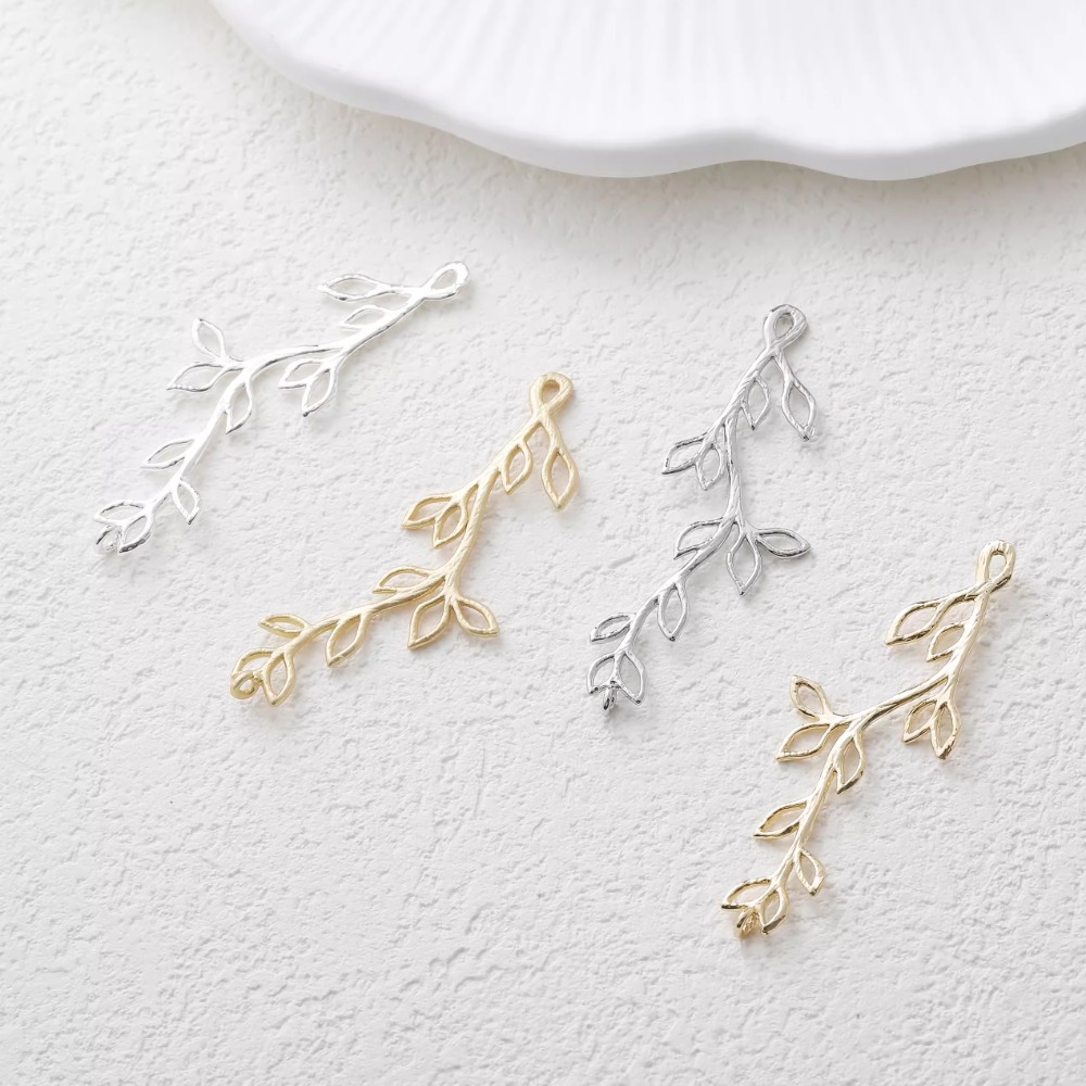 Gold Leaf Foil - 4PCS Dainty Branch Leaf Charms Earrings