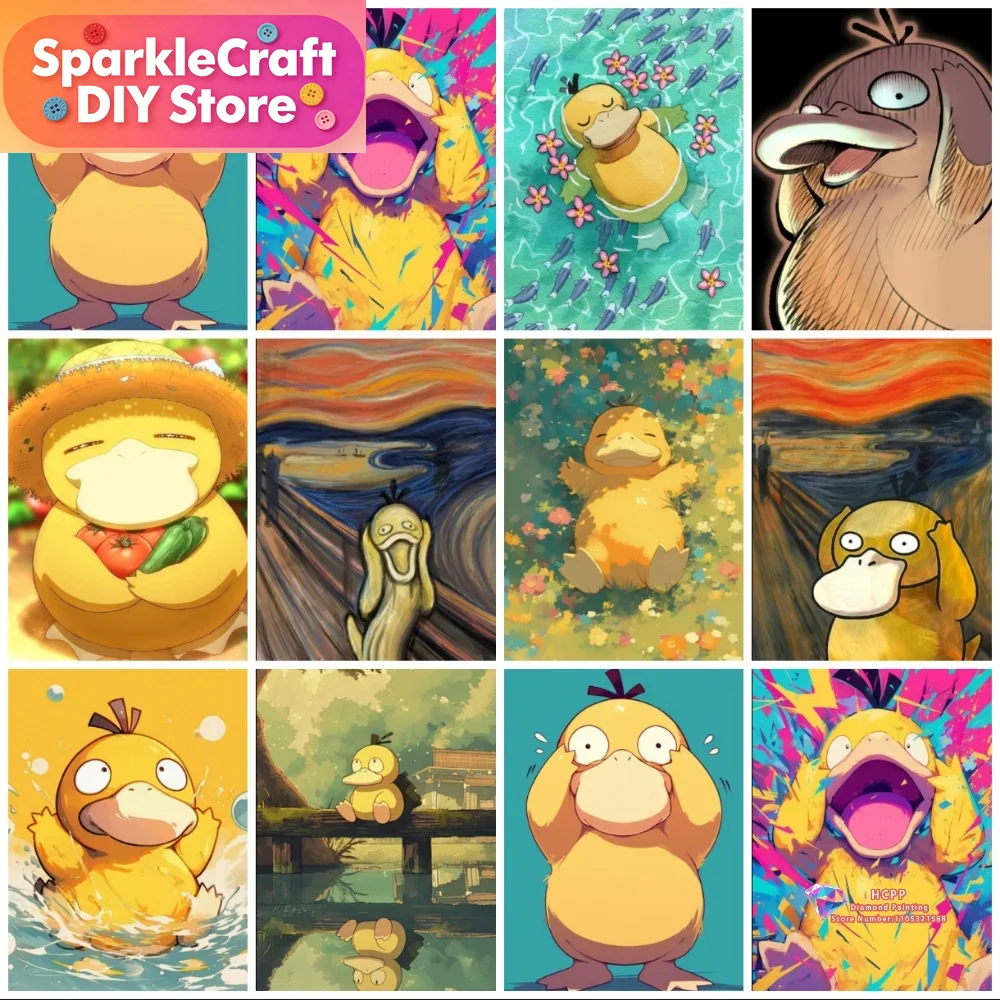 Resin Art Work - 1pc frameless Psyduck Cartoon 5D Diamond