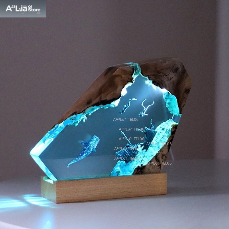 Wood Resin Night Light Ocean A - Resin Art With Wood recension och pris