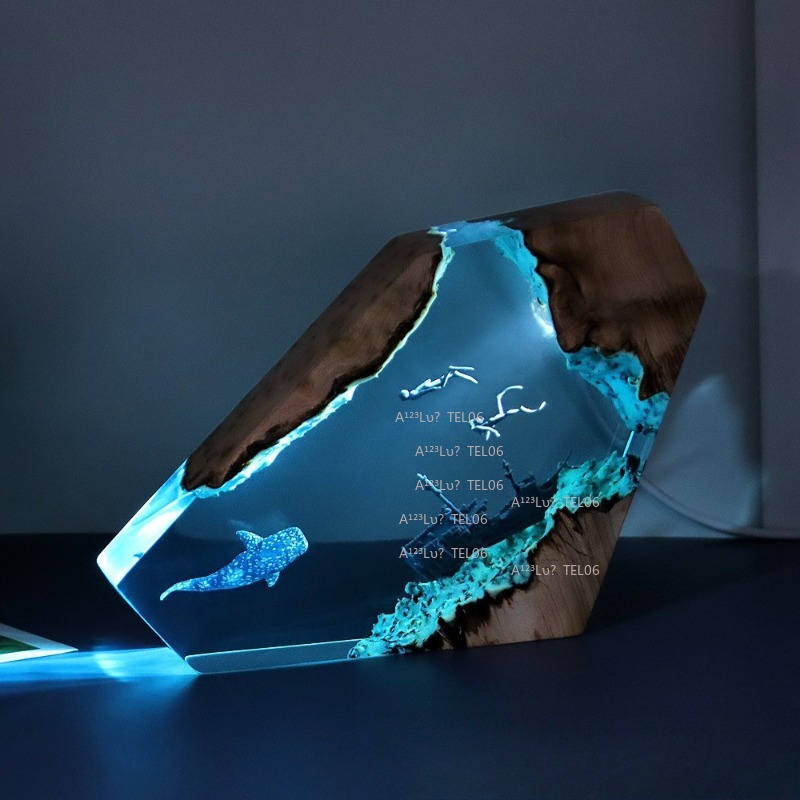Wood Resin Night Light Ocean A - Resin Art With Wood recension och pris
