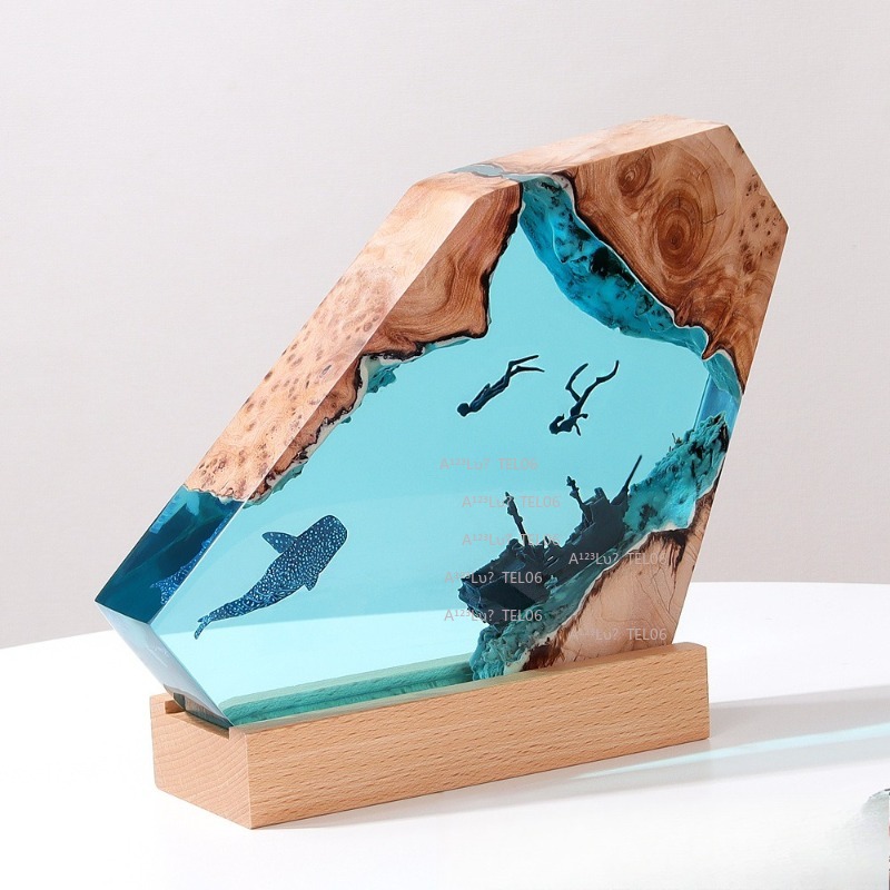 Wood Resin Night Light Ocean A - Resin Art With Wood recension och pris