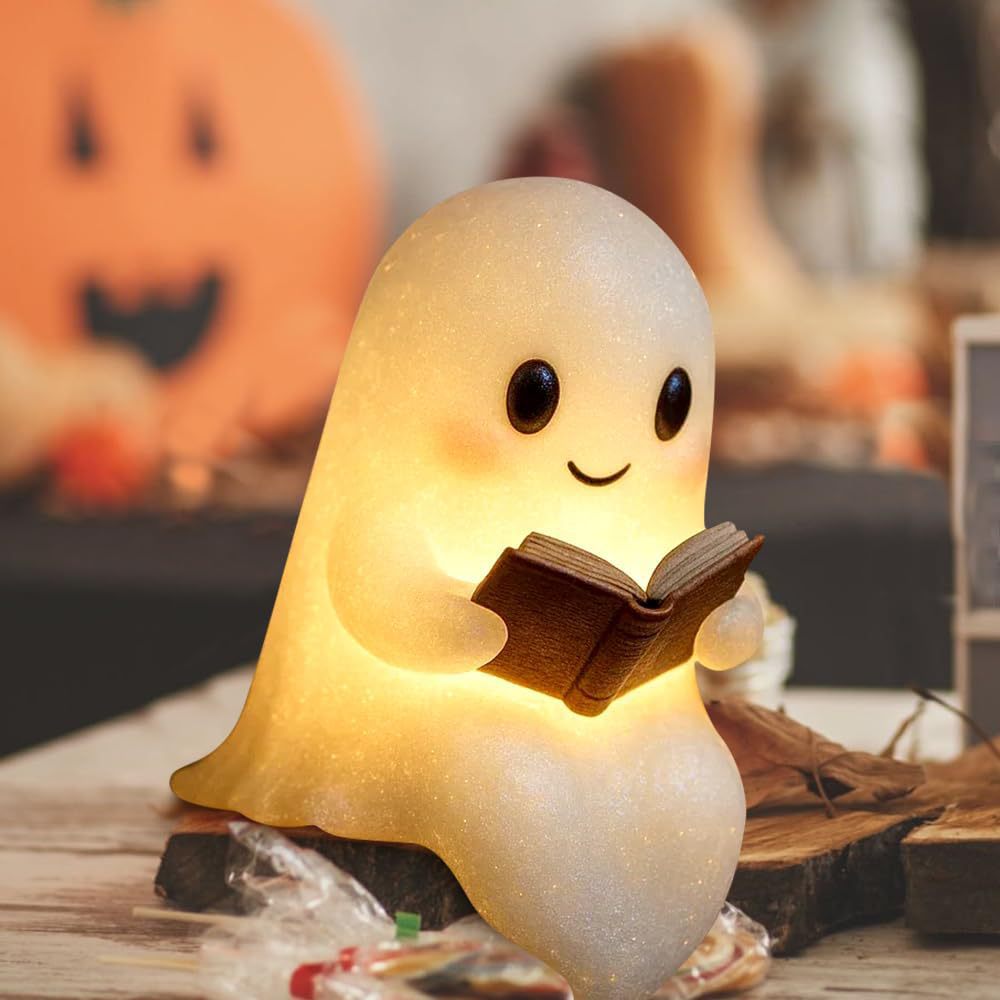 New Cute Ghost Reading Book La - Resin Art Lamp recension och pris