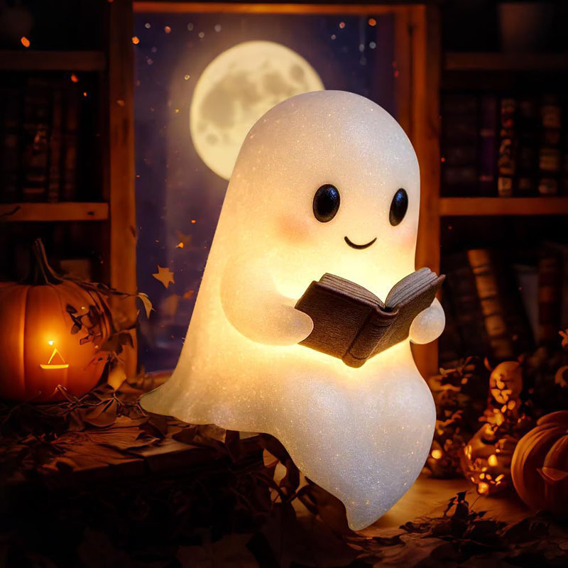 New Cute Ghost Reading Book La - Resin Art Lamp recension och pris