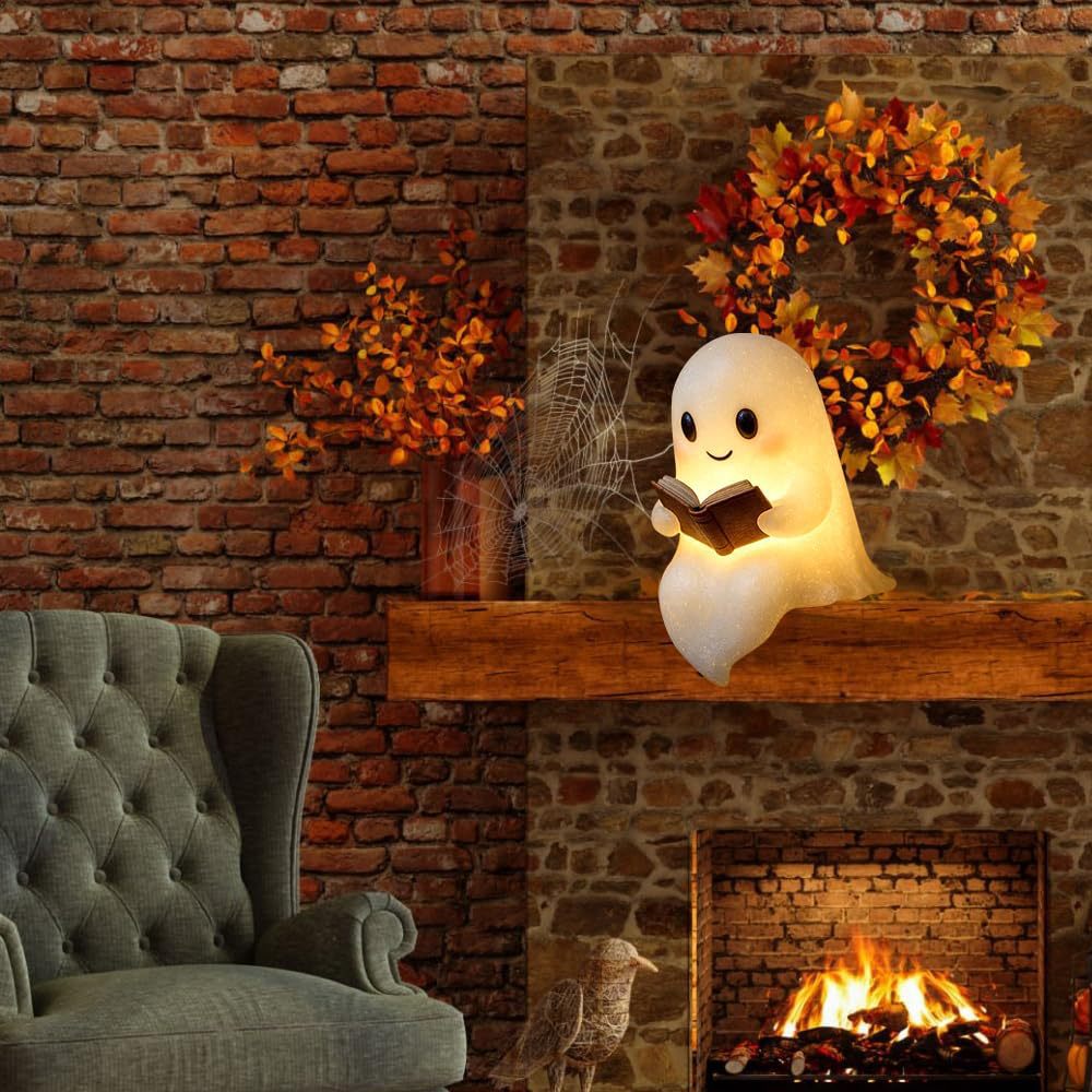 New Cute Ghost Reading Book La - Resin Art Lamp recension och pris