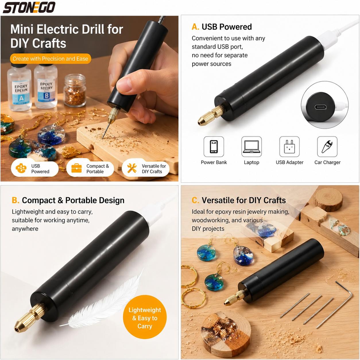 Mini USB Powered Electric Dril - Resin Art With Wood recension och pris