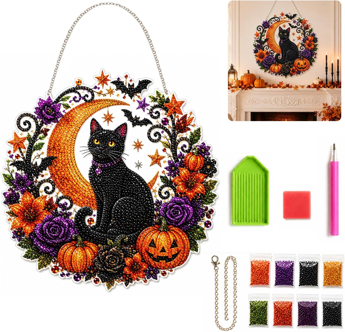 Halloween Pumpkins Diamond Art - Resin Art With Flowers recension och pris