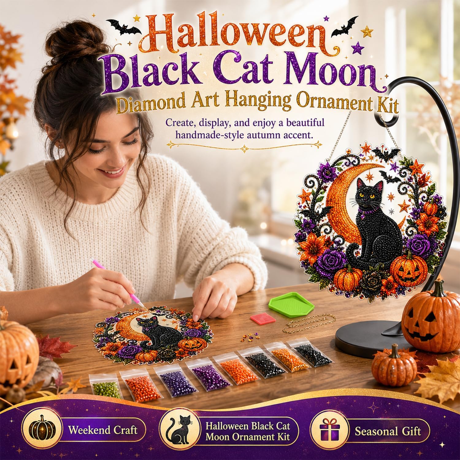 Halloween Pumpkins Diamond Art - Resin Art With Flowers recension och pris