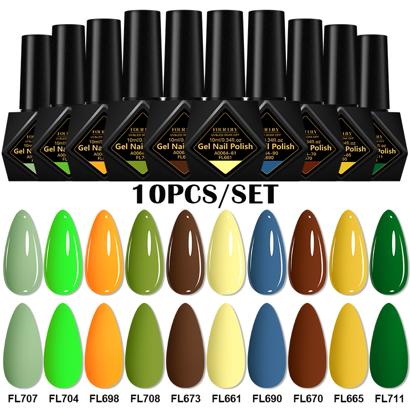 10pcs Gel Nail Polish Set  All - Resin Art Work recension och pris