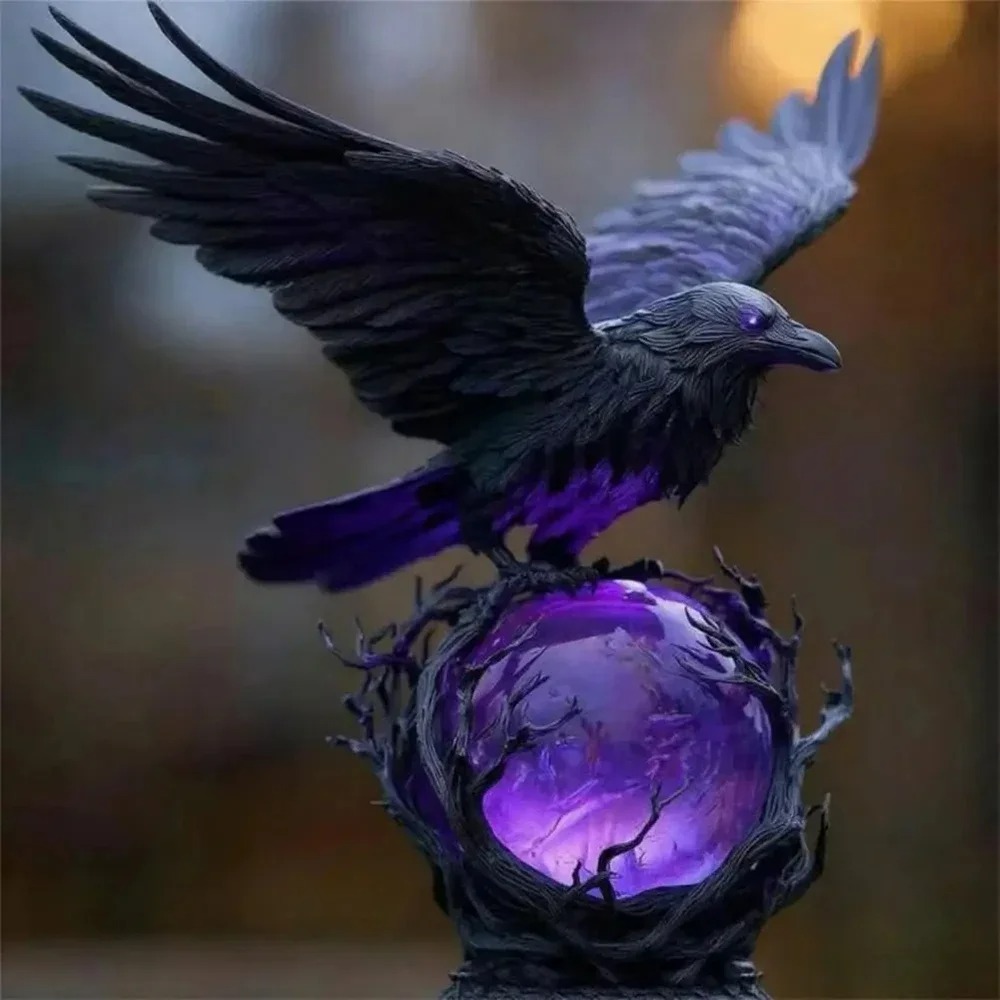 Gothic Raven LED Lamp Sculptur - Resin Art Lamp recension och pris