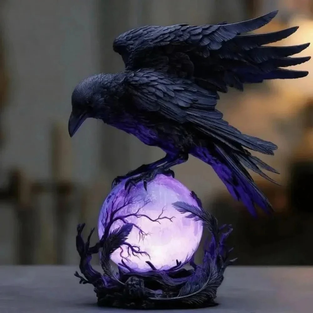 Gothic Raven LED Lamp Sculptur - Resin Art Lamp recension och pris