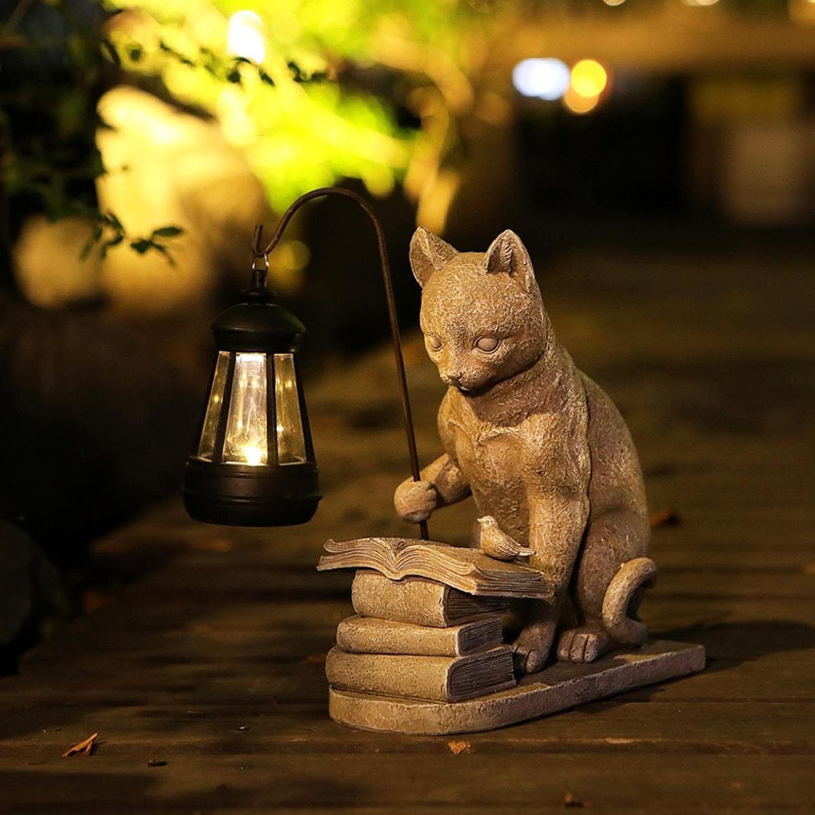 Cat Solar Garden Mini Statue S - Resin Art Lamp recension och pris